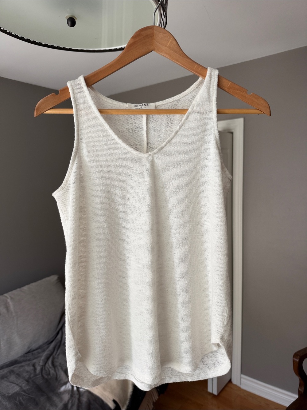 Zara Cream Knit V-Neck Tank Top